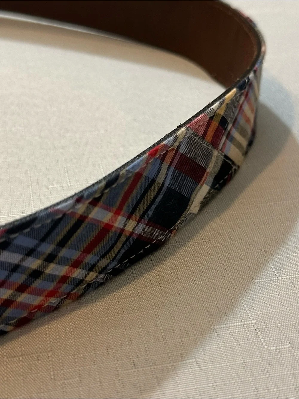 Brooks Brothers 346 Patchwork Madras Leather Belt Size 42